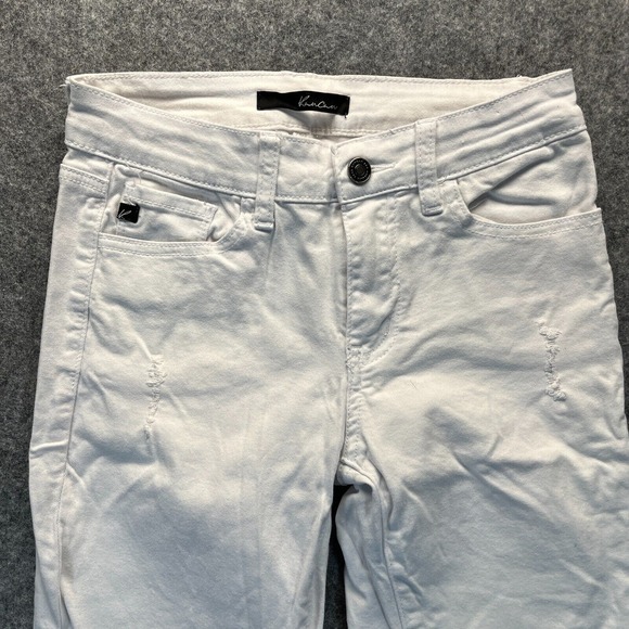 Kancan Women's Jeans Size 26‎ Skinny White Distressed Stretch Denim - Picture 3 of 13